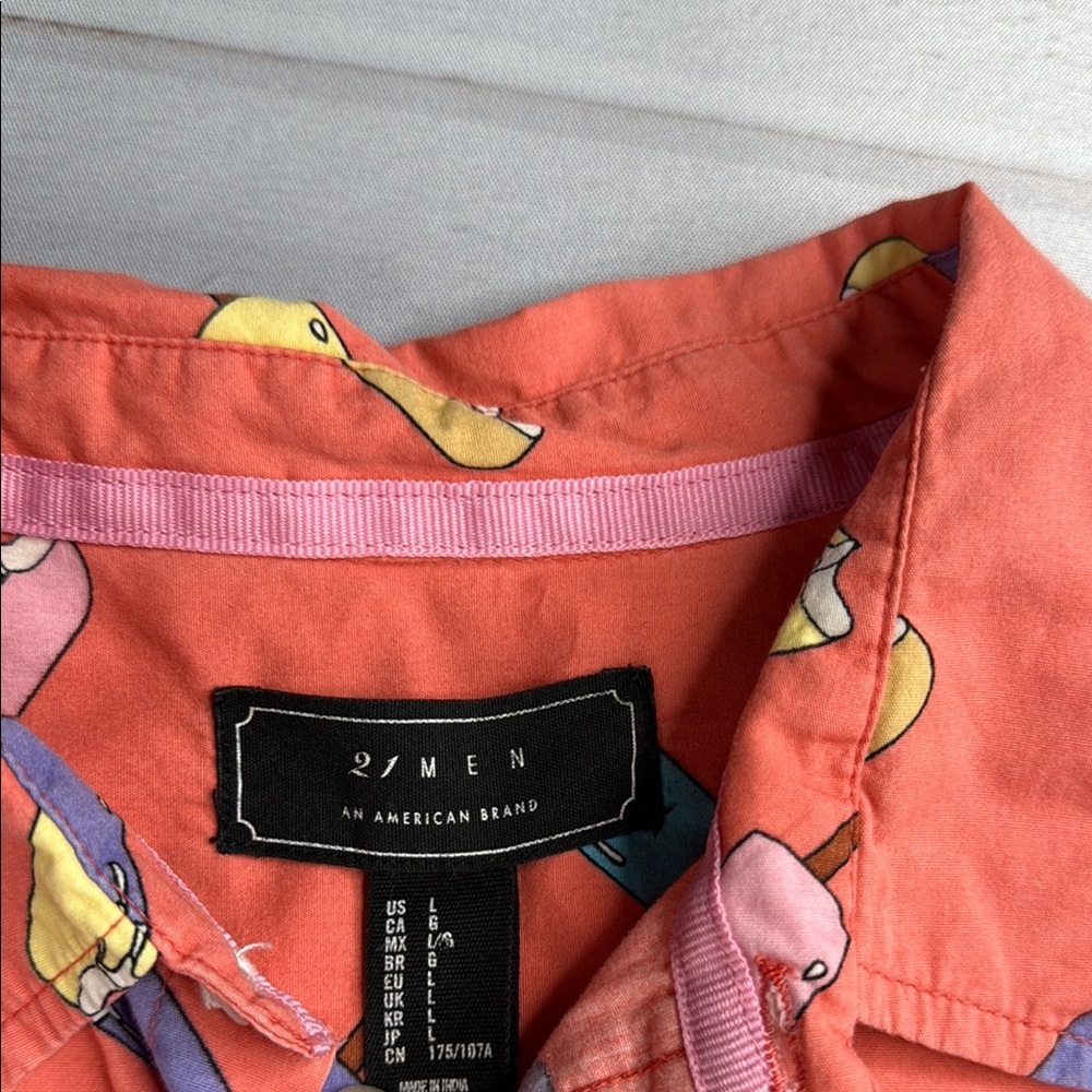 21 Men Casual Button Down Short Sleeve Shirt Vibrant Popsicle Design Size Large - Picture 2 of 6